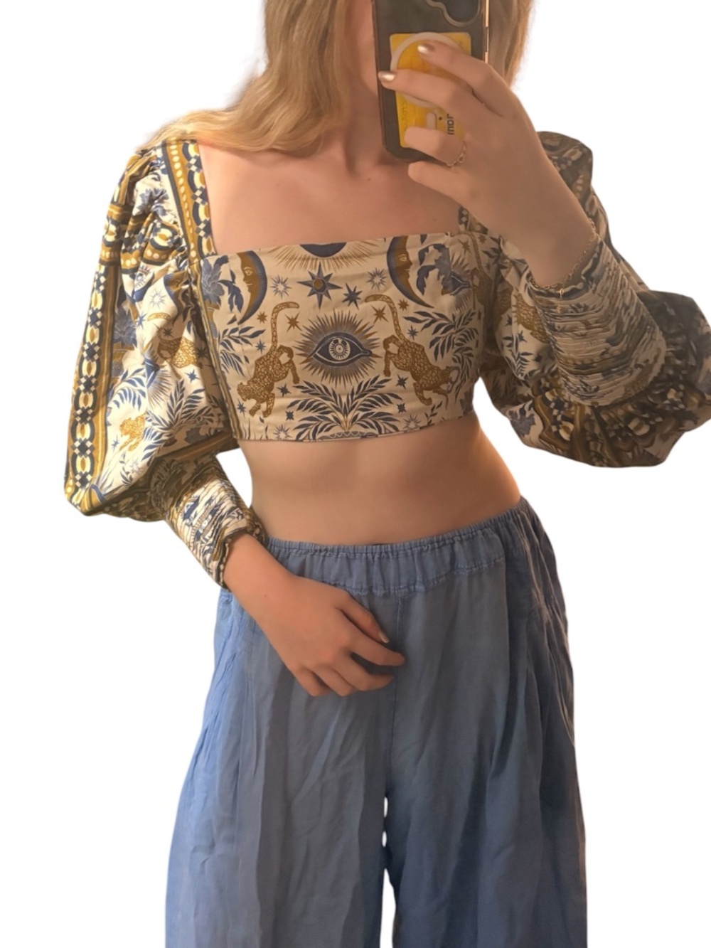 Eugenia Fernandez Tie Ballon Print Top - Medium